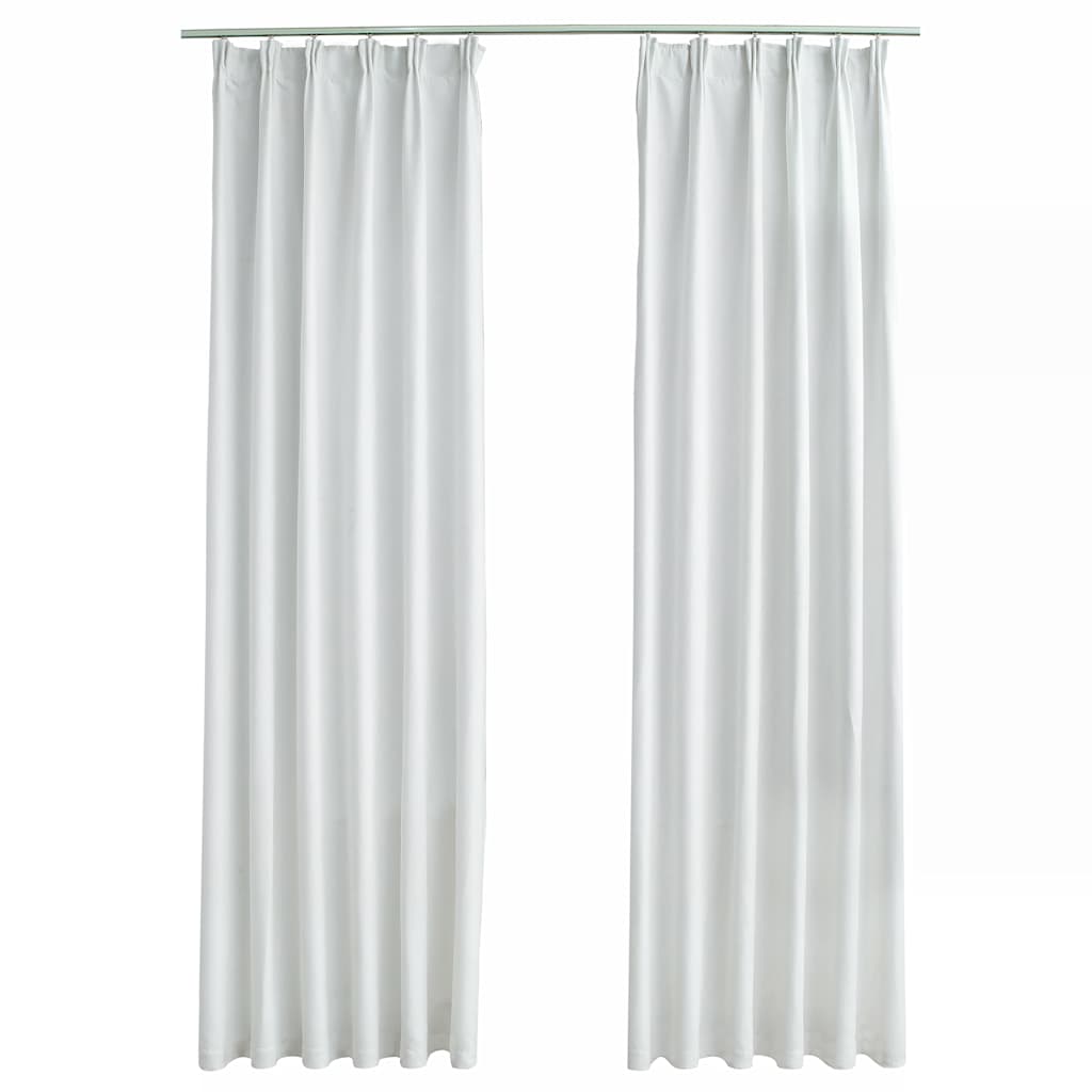Blackout Curtains with Hooks, Grey-White, 2-Pack