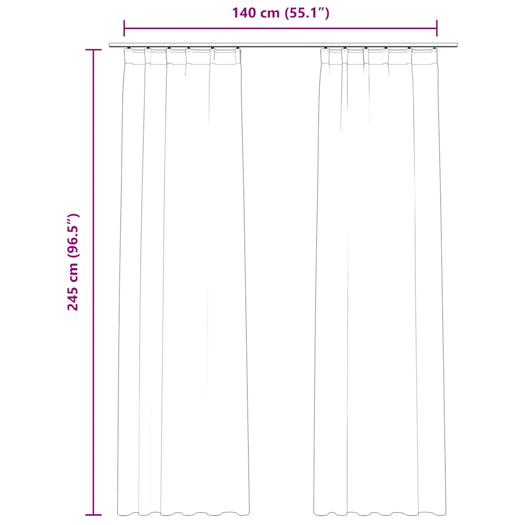 Velvet Blackout Curtains With Hooks, 2-Pack