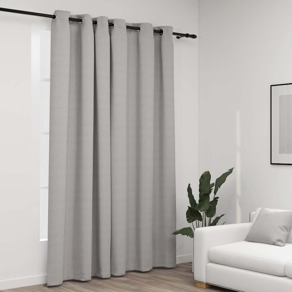 Linen-Look Blackout Curtain With Eyelets