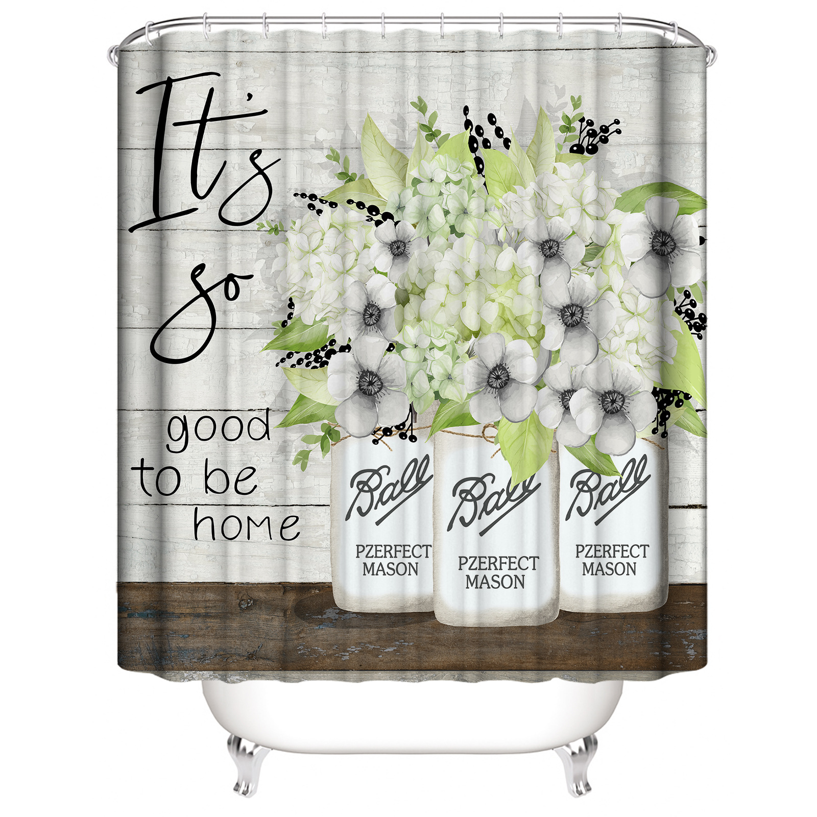 Waterproof Shower Curtain, 3D Leaf Print photo 4