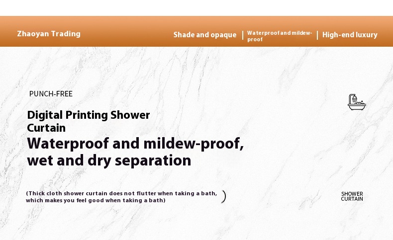 Waterproof Shower Curtain, 3D Leaf Print photo 7