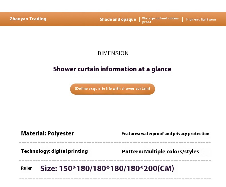 Waterproof Shower Curtain, 3D Leaf Print photo 8