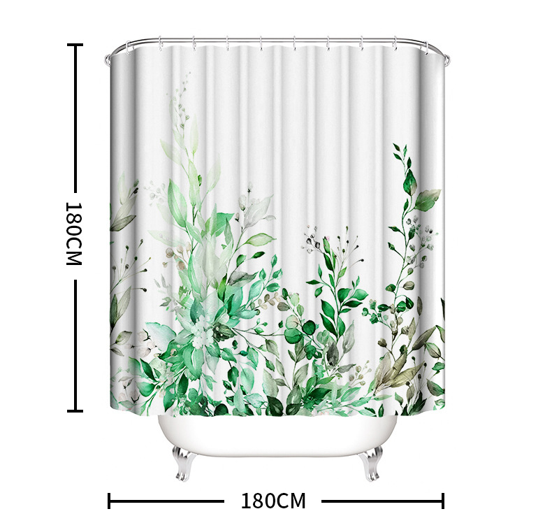 Waterproof Shower Curtain, 3D Leaf Print photo 11