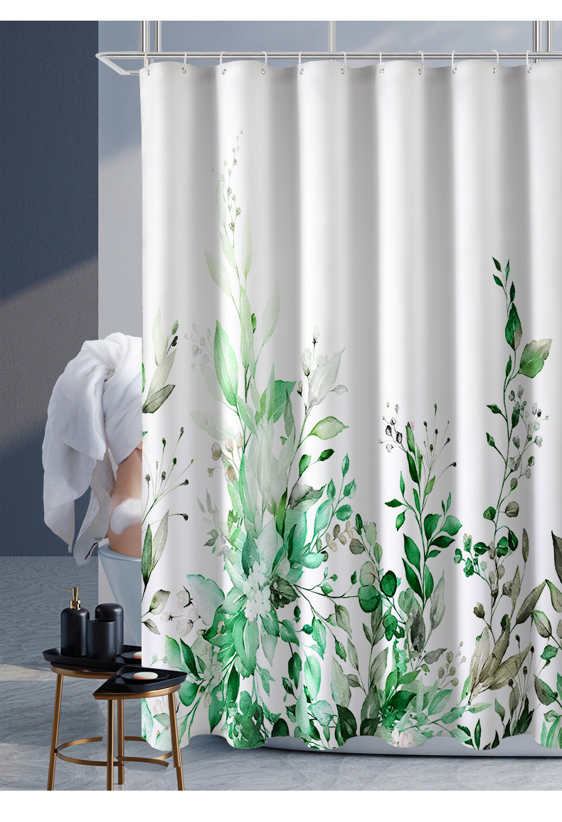 Waterproof Shower Curtain, 3D Leaf Print photo 12
