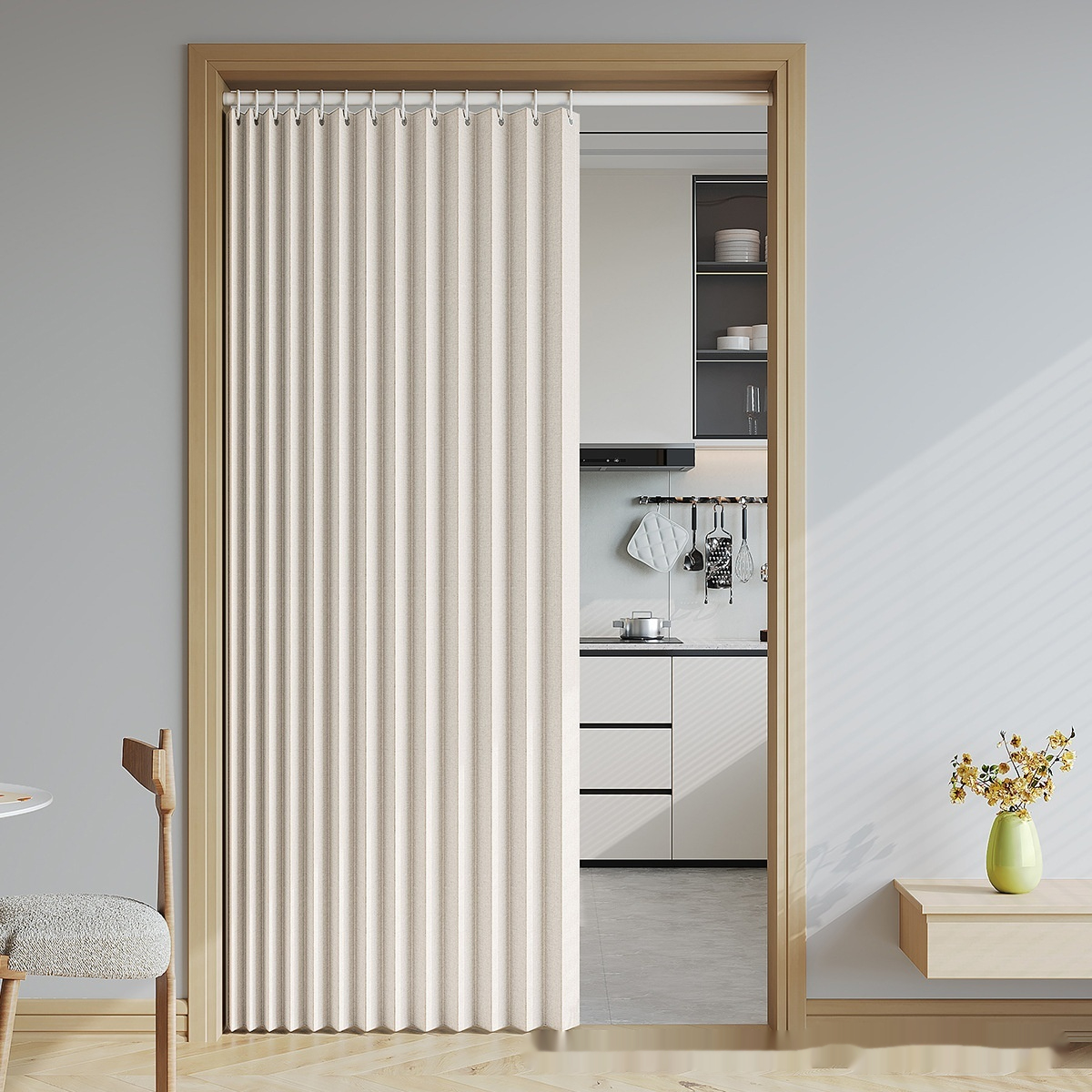 Folding Partition Door Curtain, Solid Colours
