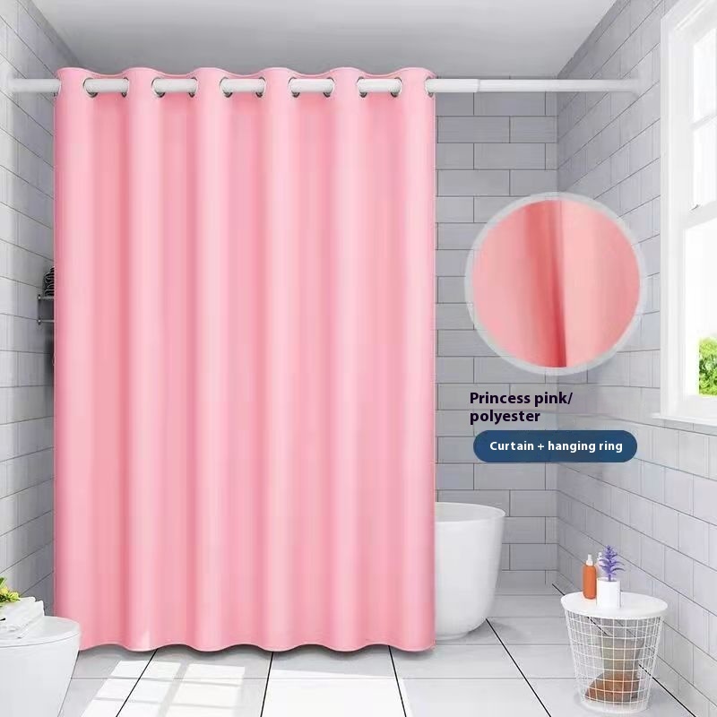 Linen Waterproof Shower Curtain, No-Drill
