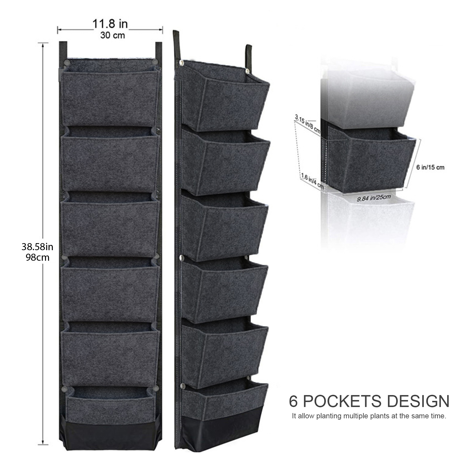 6-Pocket Hanging Wall Planter Bags