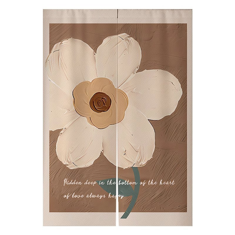 Cotton Linen Door Curtain, Floral