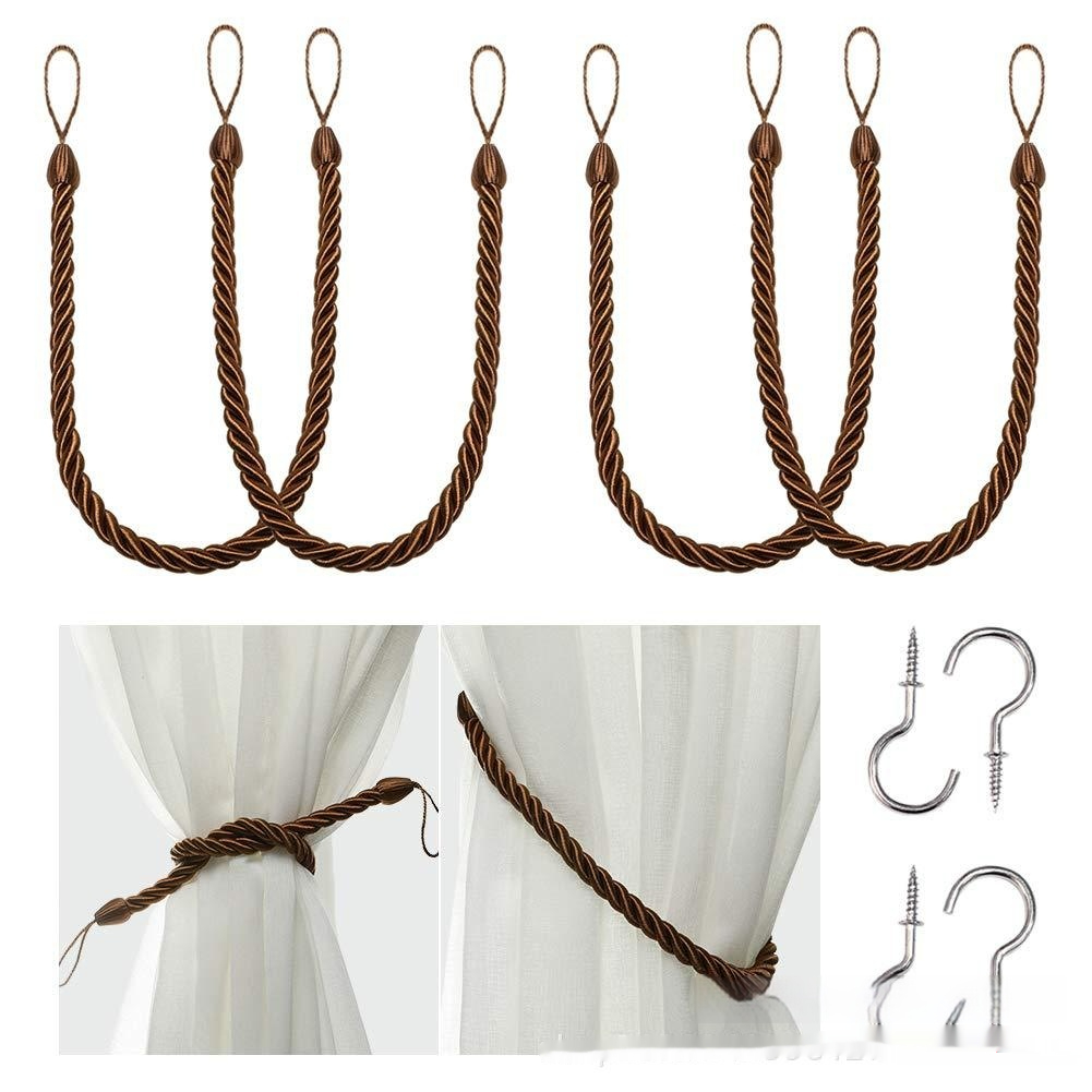 Hand-Woven Curtain Tieback Ropes, Pair