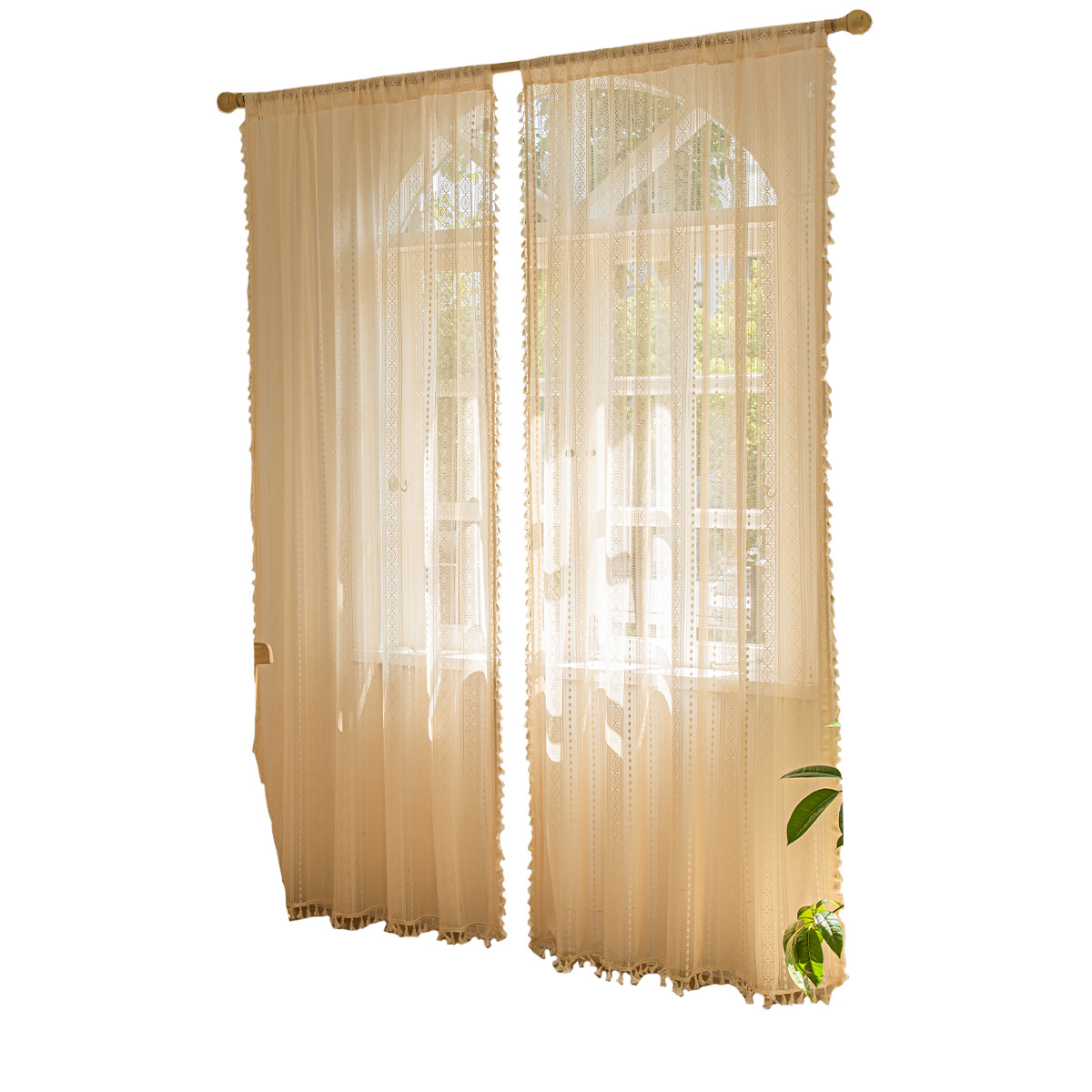 Lace Sheer Curtains, Bohemian Dot Pattern
