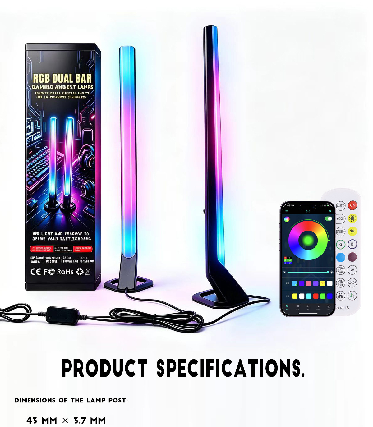 Music-Sync Ambient Desk Lights, RGB, 2-Pack photo 8