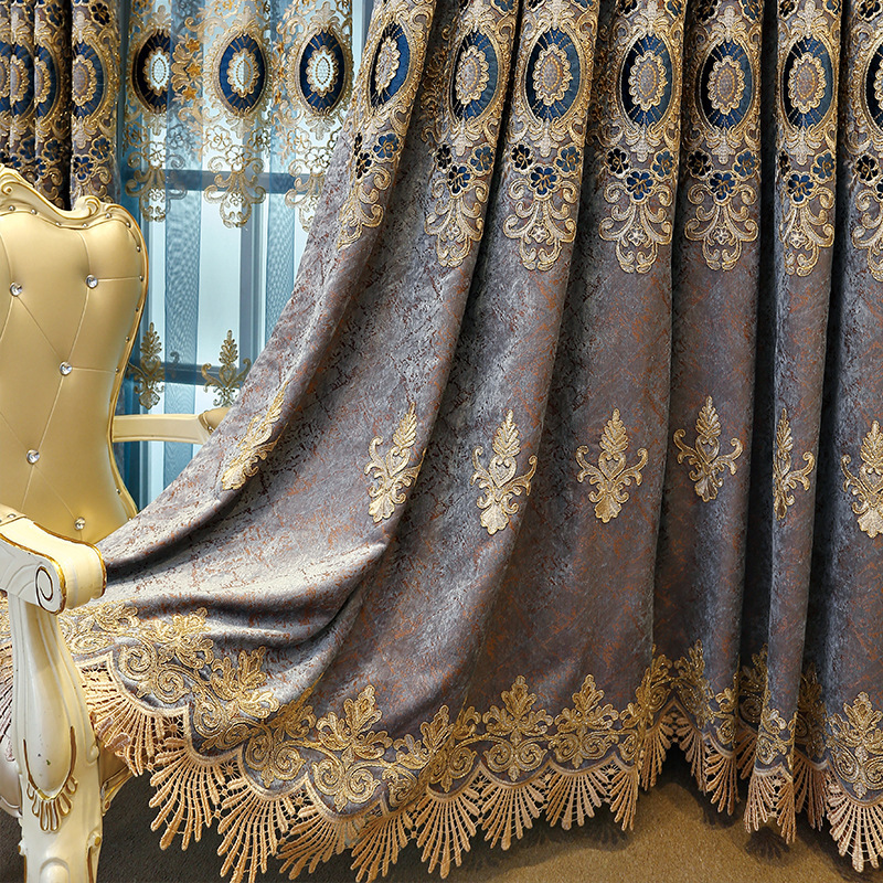 Embroidered Blackout Curtains, Chenille