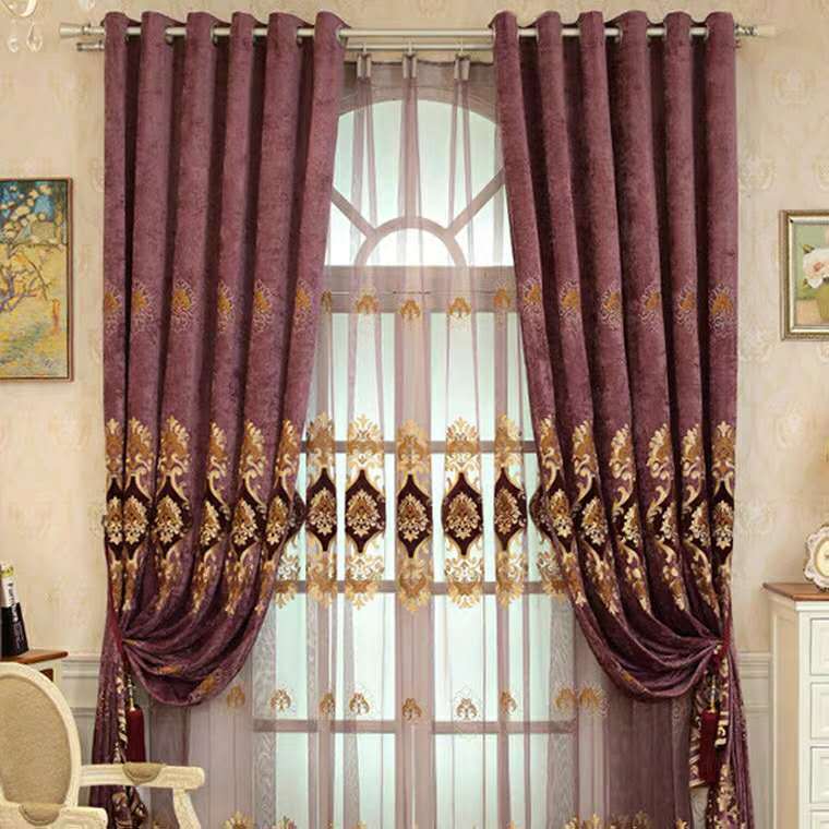 Double-Sided Chenille Curtains, Embroidered