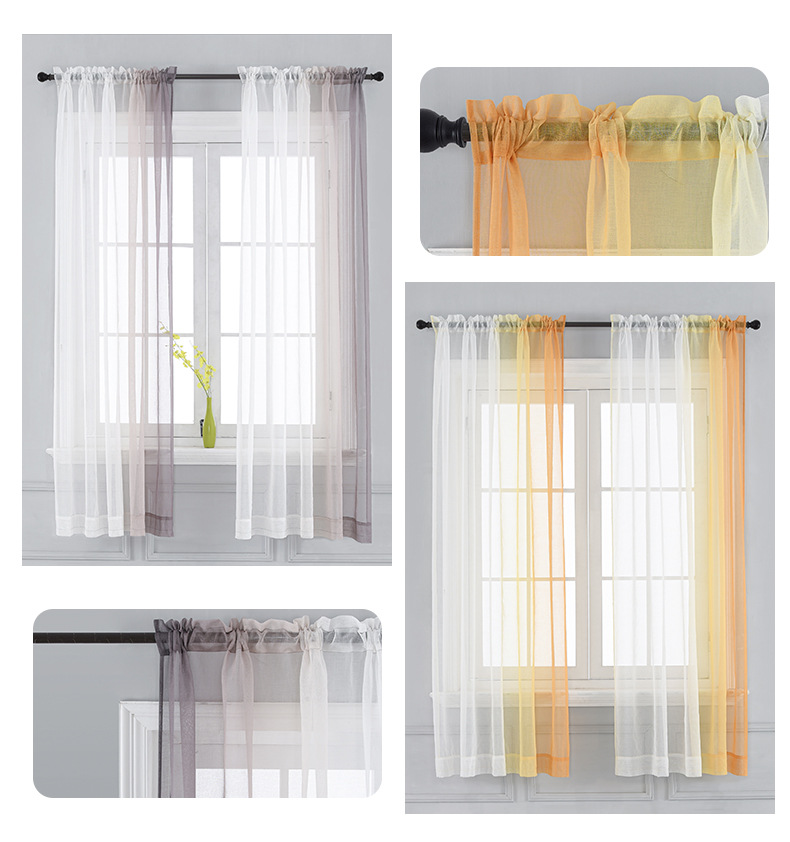 Gradient Linen-Look Curtains, Rod Pocket