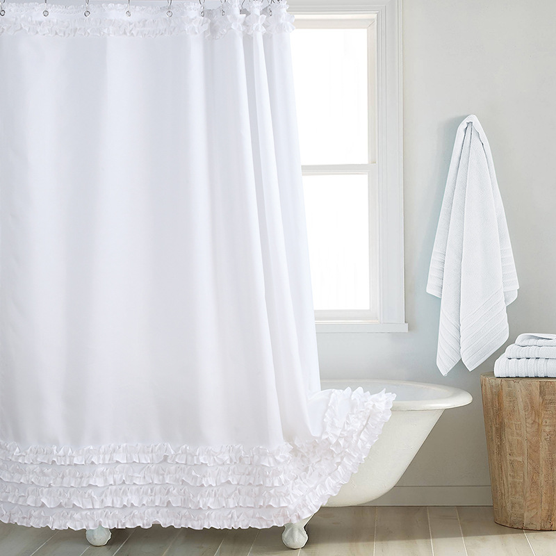 Shower Curtain, Lace Edge, Thickened Polyester