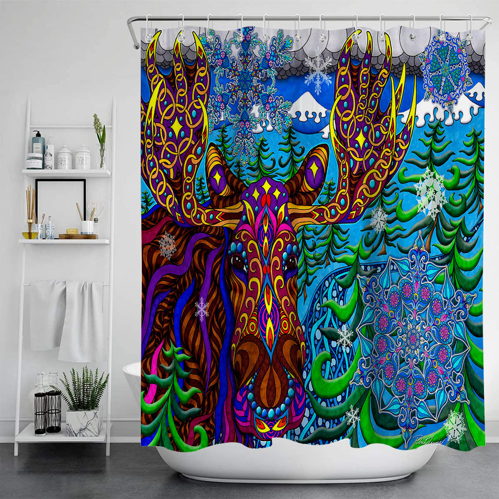 Digital Print Shower Curtain, Waterproof Polyester photo 2