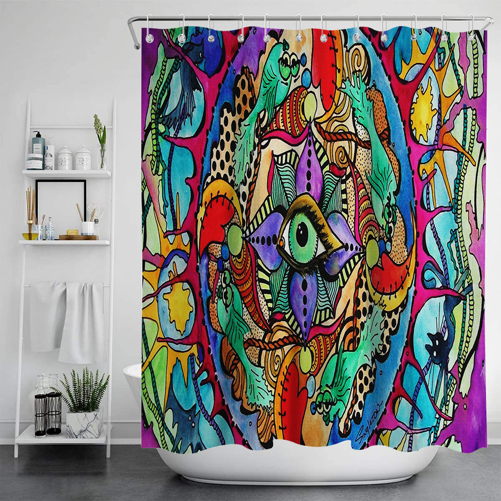 Digital Print Shower Curtain, Waterproof Polyester photo 10