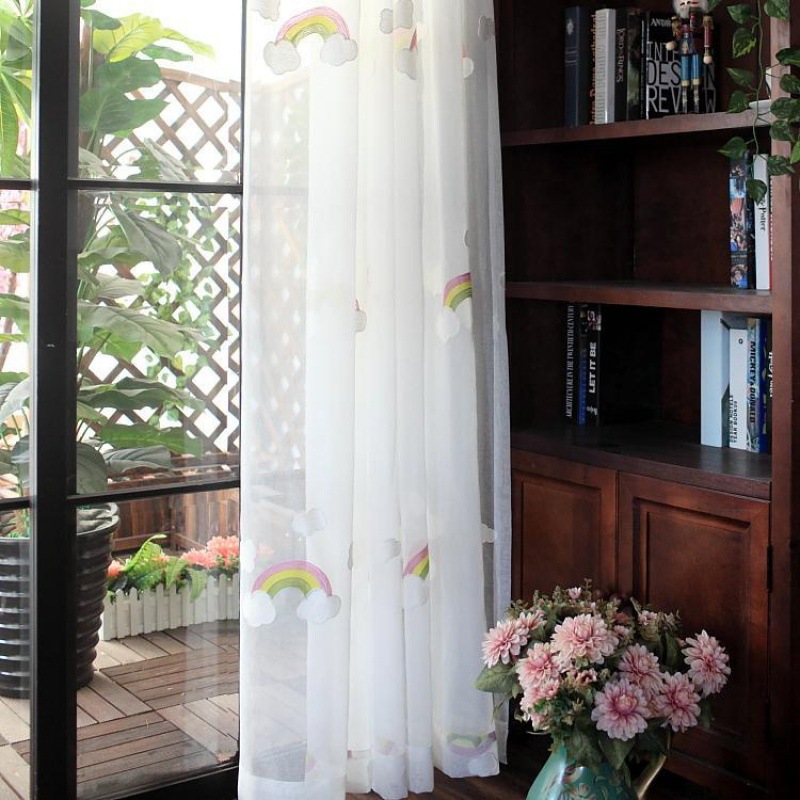 Kids' Rainbow Sheer Curtains, Embroidered