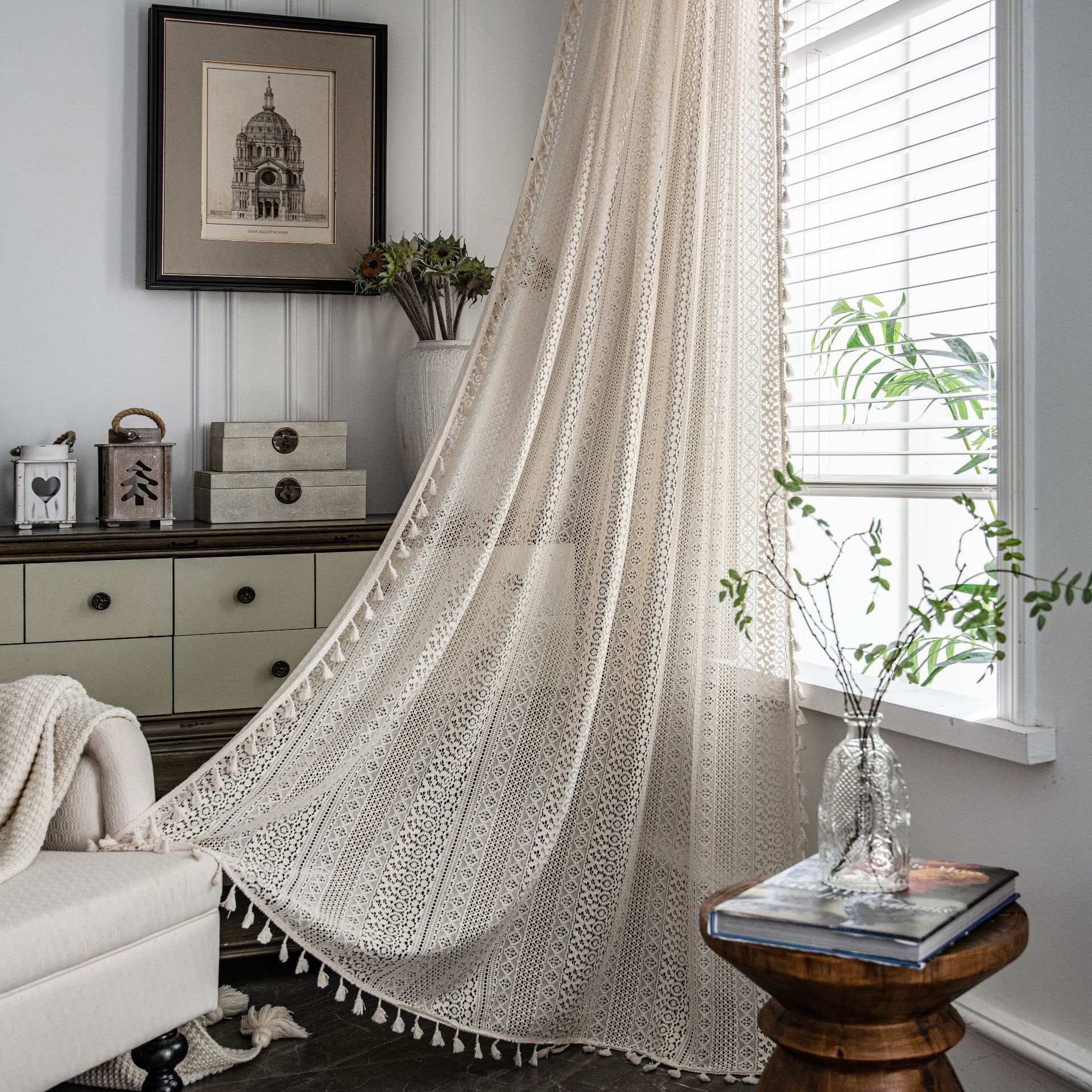 Crochet Cotton Curtain, Country Style