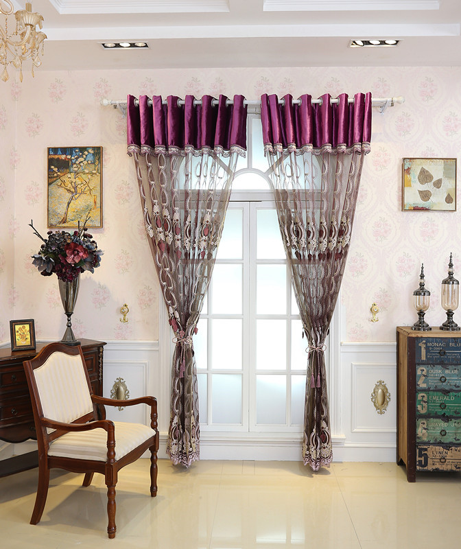 Embossed Embroidered Sheer Curtain with Flannel Lining, Made to Measure photo 2