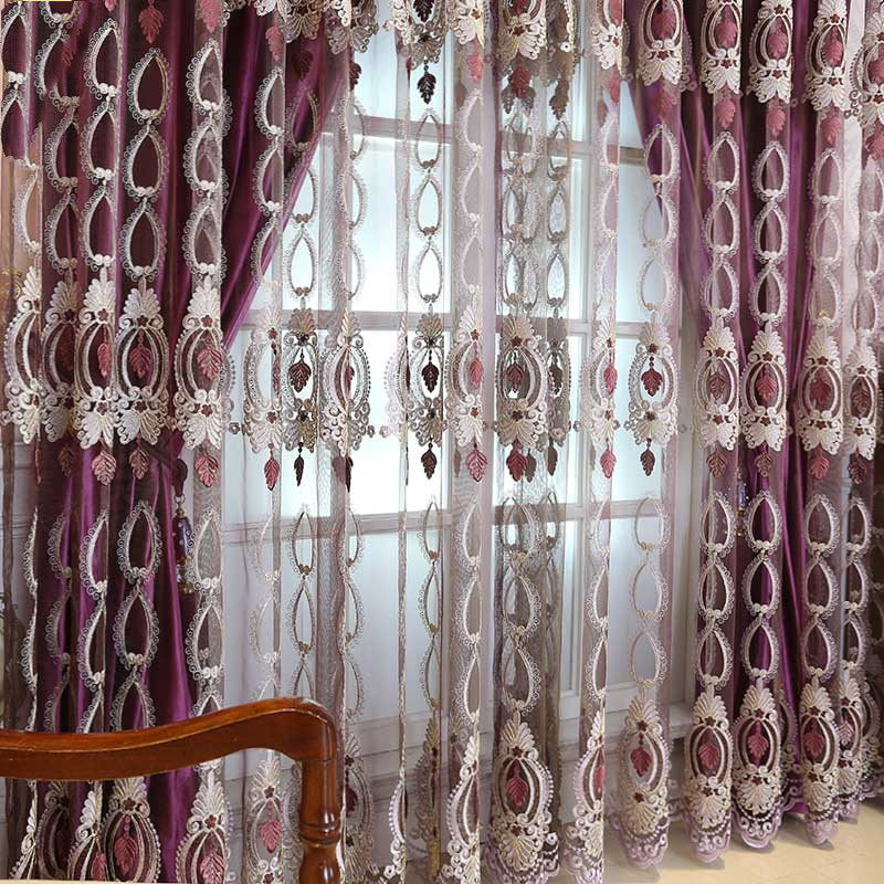 Embossed Embroidered Sheer Curtain with Flannel Lining, Made to Measure photo 3
