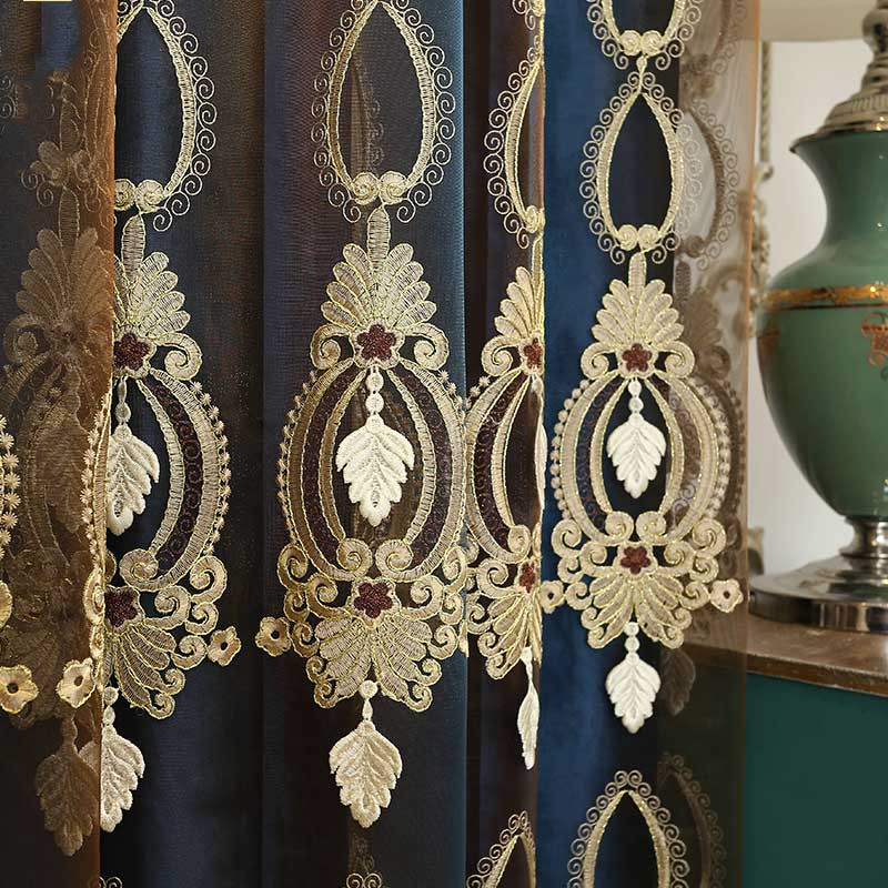 Embossed Embroidered Sheer Curtain with Flannel Lining, Made to Measure photo 8