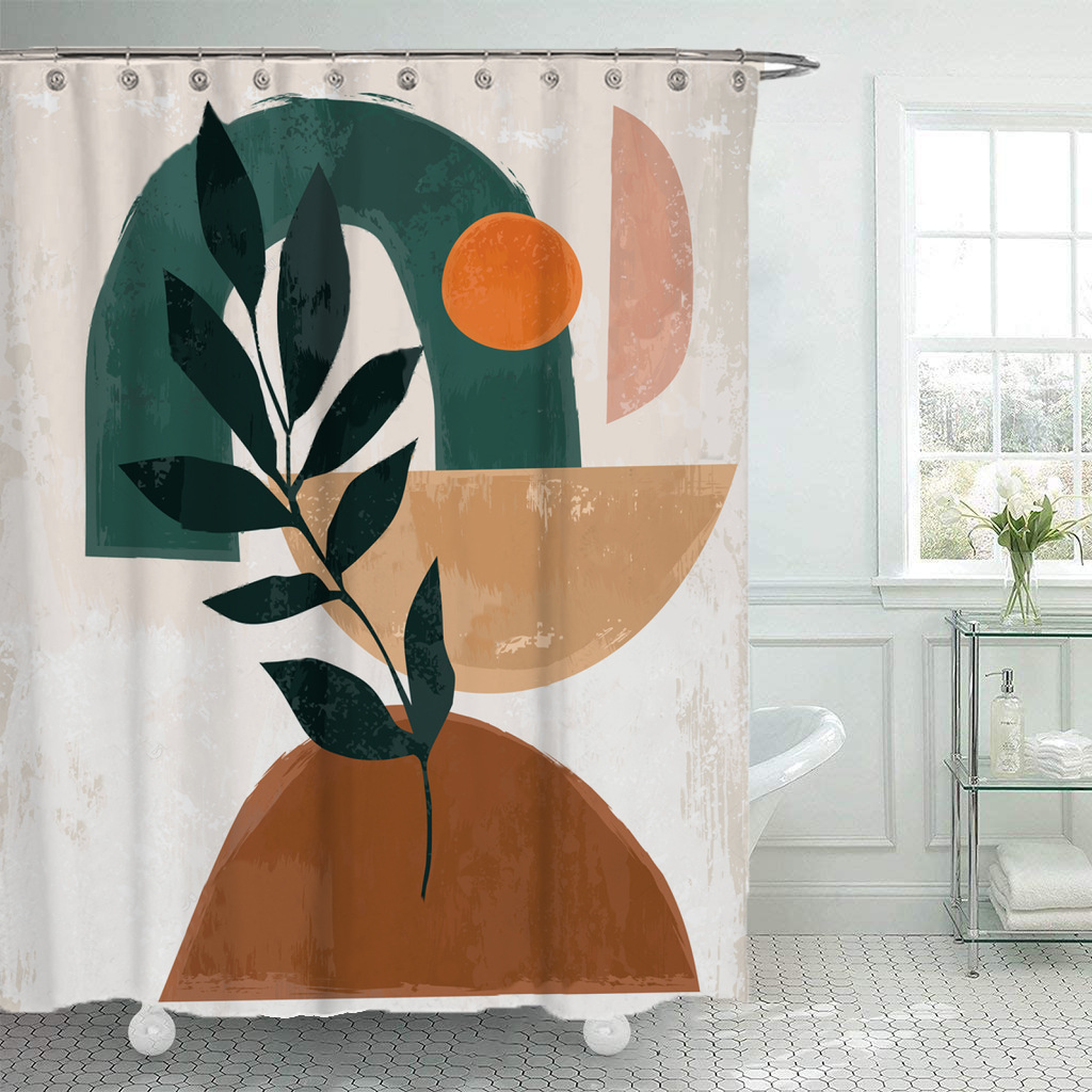 Geometric Print Waterproof Shower Curtain
