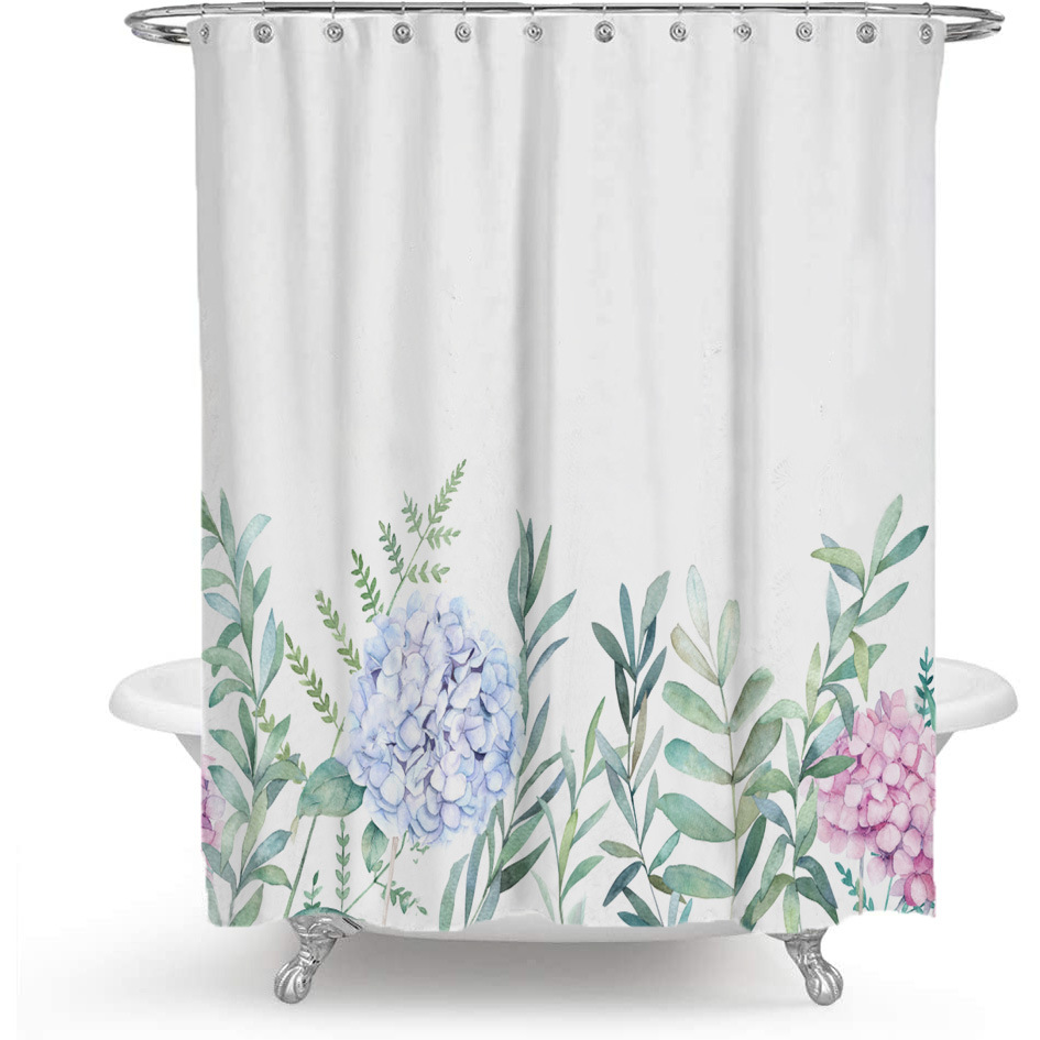 Floral Shower Curtain, Polyester Bathroom Curtain
