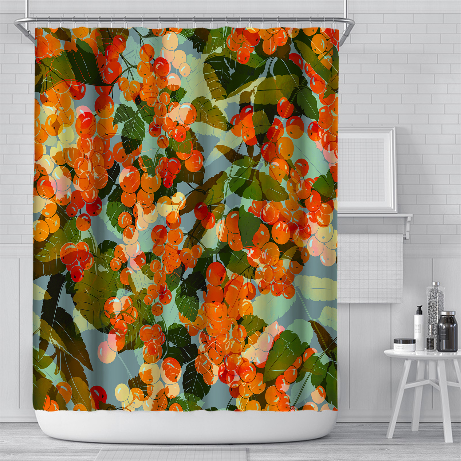 Waterproof Shower Curtain, Plant Print, Mildew-Resistant photo 7