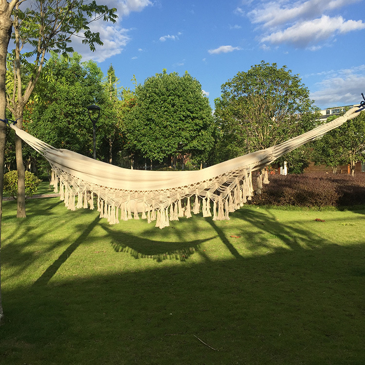 Bohemian Cotton Tassel Hammock, Double Size