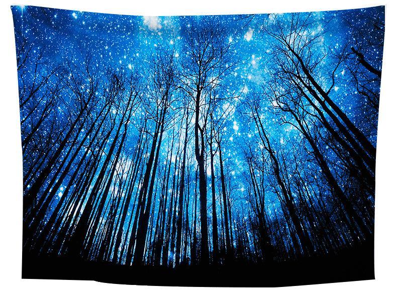 Tall Trees Night Sky Tapestry, Printed Wall Hanging