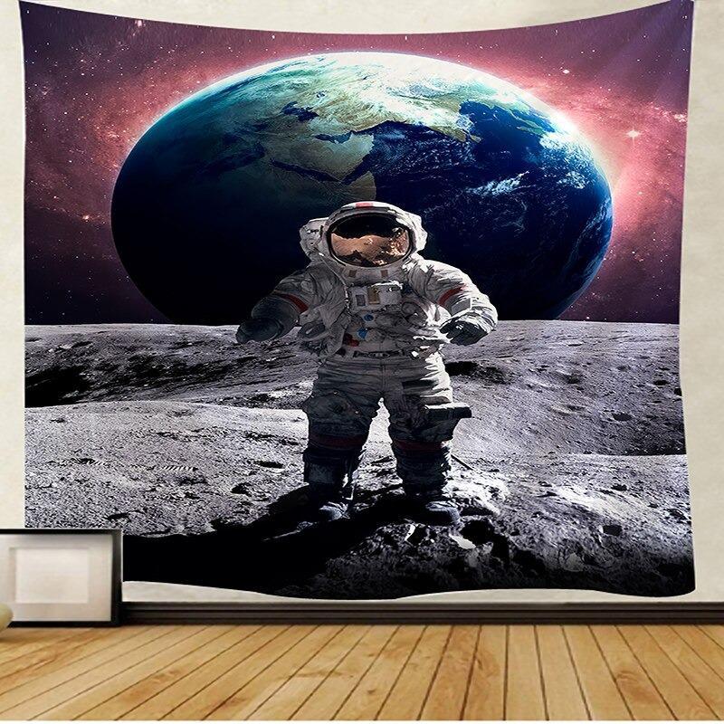 Cosmic Astronaut Wall Tapestry, Earth Art Cloth