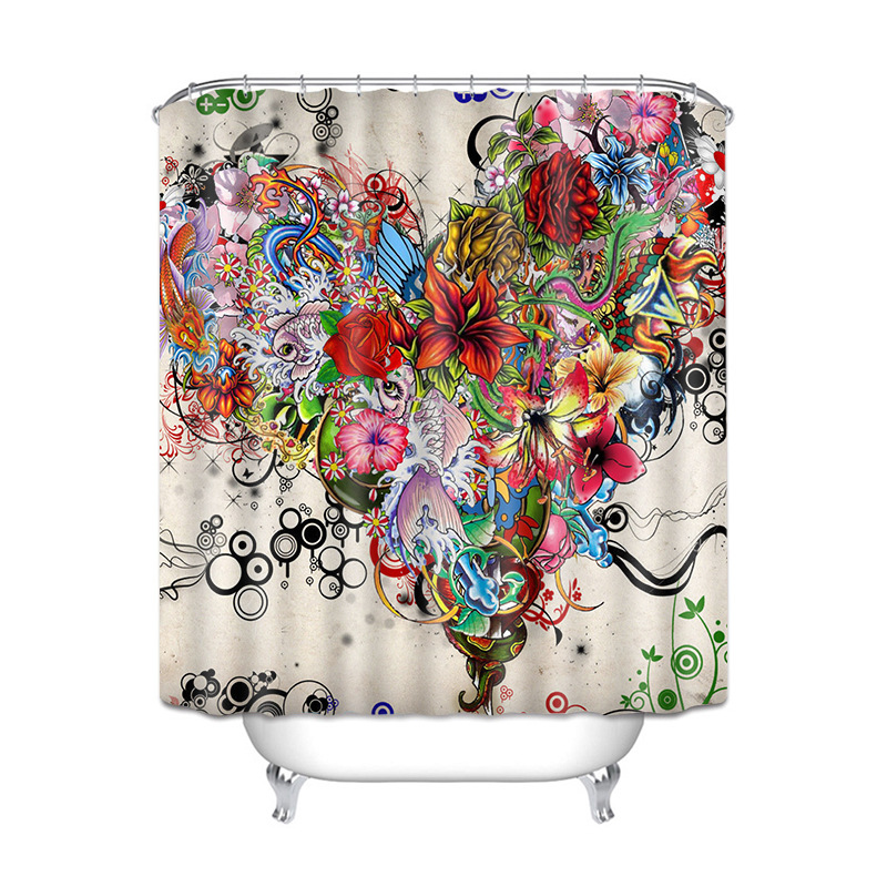 Waterproof Fabric Shower Curtain, Landscape Print