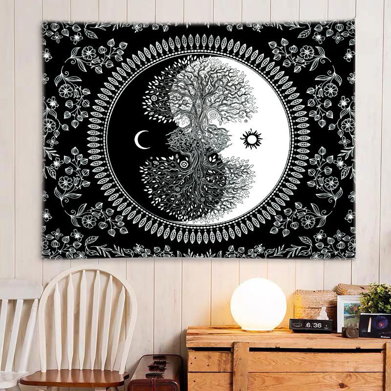 Retro Black Tapestry Wall Hanging, Custom Backdrop