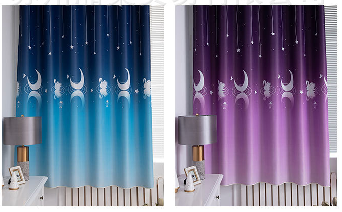 Printed Blackout Curtains, Modern Bedroom Panel
