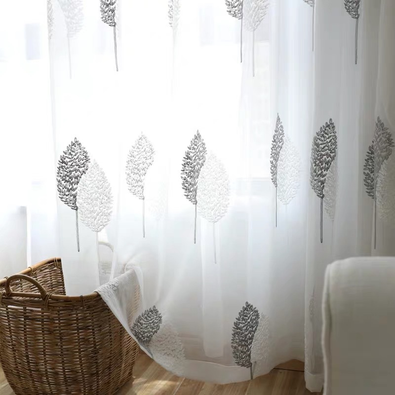 Embroidered Sheer Curtain, Tree Shadow Voile Panel