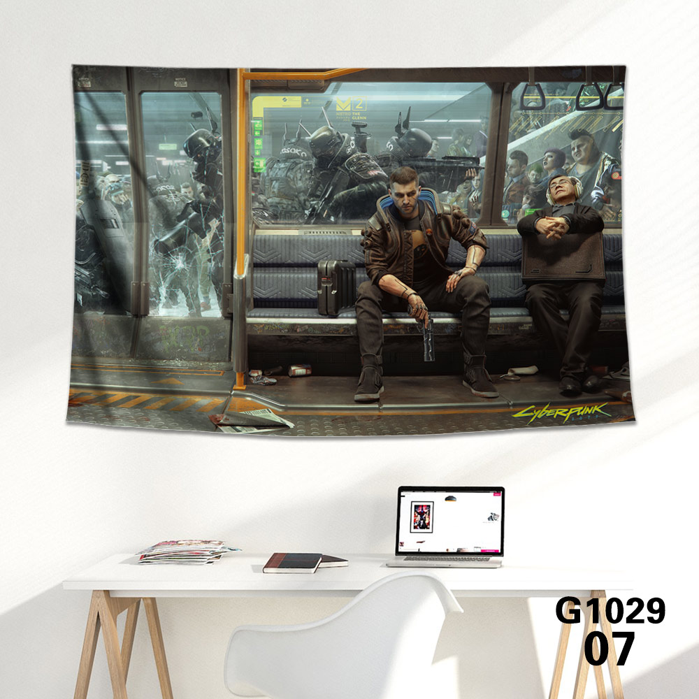 Cyberpunk 2077 Tapestry Wall Hanging, Plush Backed