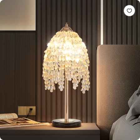 Crystal Waterfall Table Lamp with Marble Base photo 6