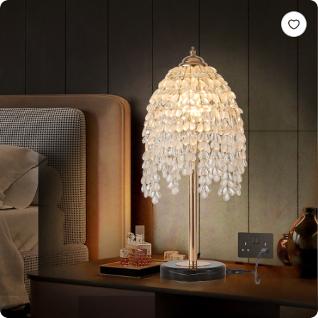 Crystal Waterfall Table Lamp with Marble Base photo 7