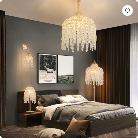 Crystal Waterfall Table Lamp with Marble Base photo 8