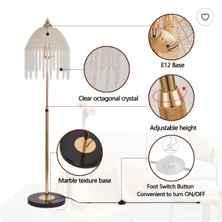 3-Light Crystal Waterfall Floor Lamp photo 2