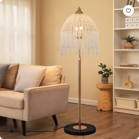 3-Light Crystal Waterfall Floor Lamp photo 7