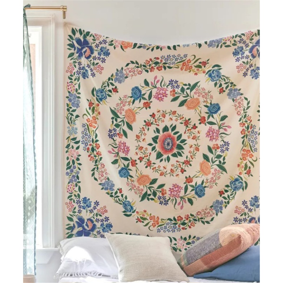 Embroidered Floral Tapestry Wall Hanging, 150x130cm