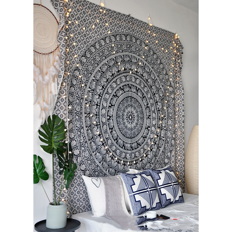Retro Ethnic Tapestry Wall Hanging, Black