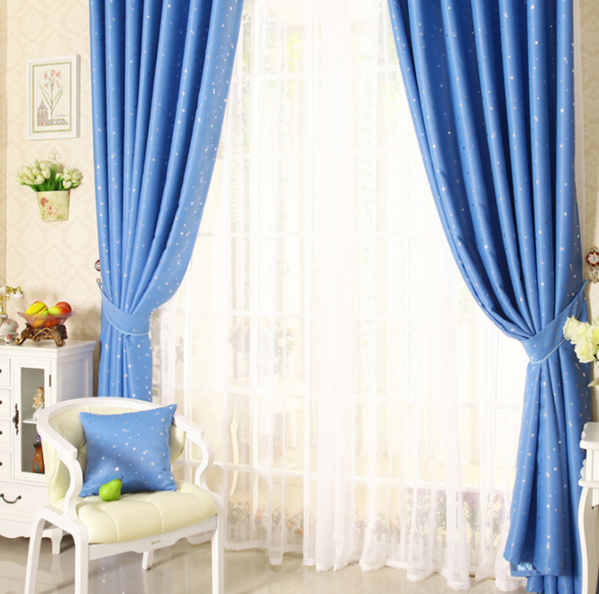 Star Print Curtains, Punched-Top Panel for Kids' Rooms