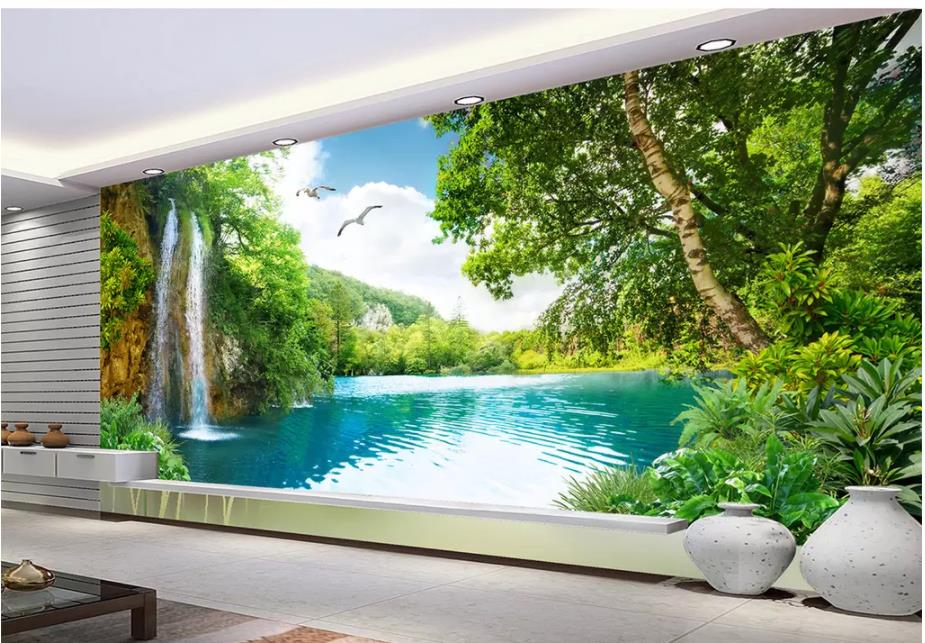 3D Landscape Wall Mural, Custom Size Wallpaper