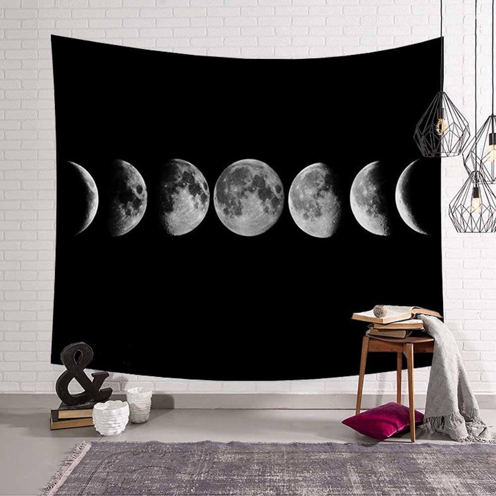 Black Moon Phases Wall Tapestry