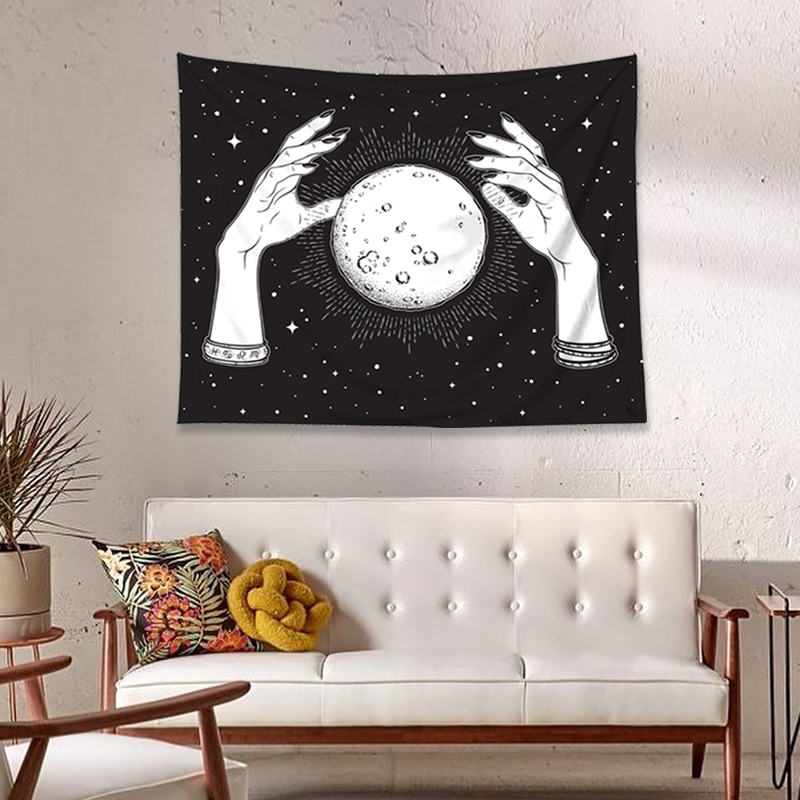Black Decorative Wall Tapestry with Hanging Kit