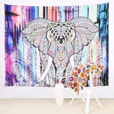 Bohemian Wall Tapestry, Geometric Print Fabric Hanging