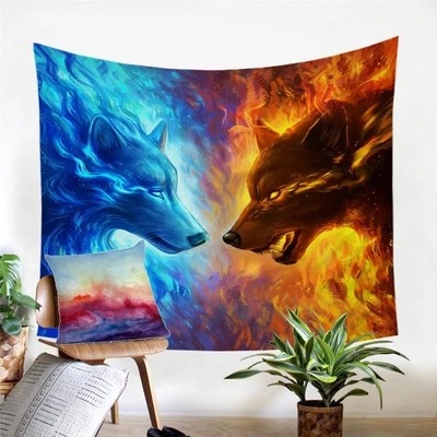 Fire and Ice Wall Tapestry, Printed Fabric Hanging